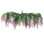 55" Artificial Silk Wisteria Vine Round Hanging Canopy in Lavender Lilac, Draping Garland Flower Chandelier With Interchangeable Branches - Bell Racket Store