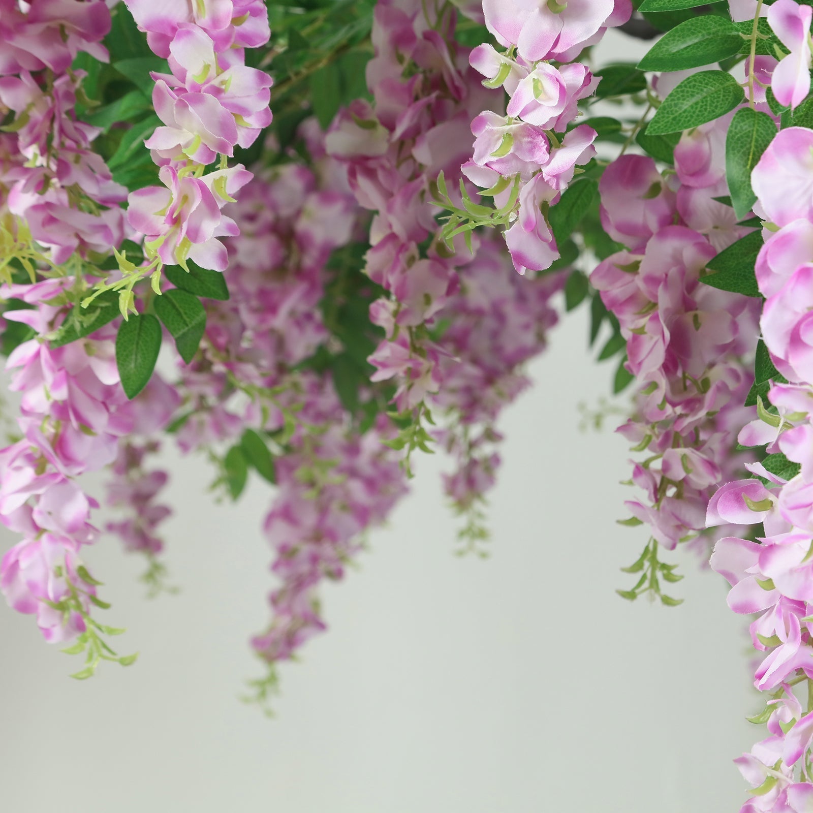 55" Artificial Silk Wisteria Vine Round Hanging Canopy in Lavender Lilac, Draping Garland Flower Chandelier With Interchangeable Branches - Bell Racket Store