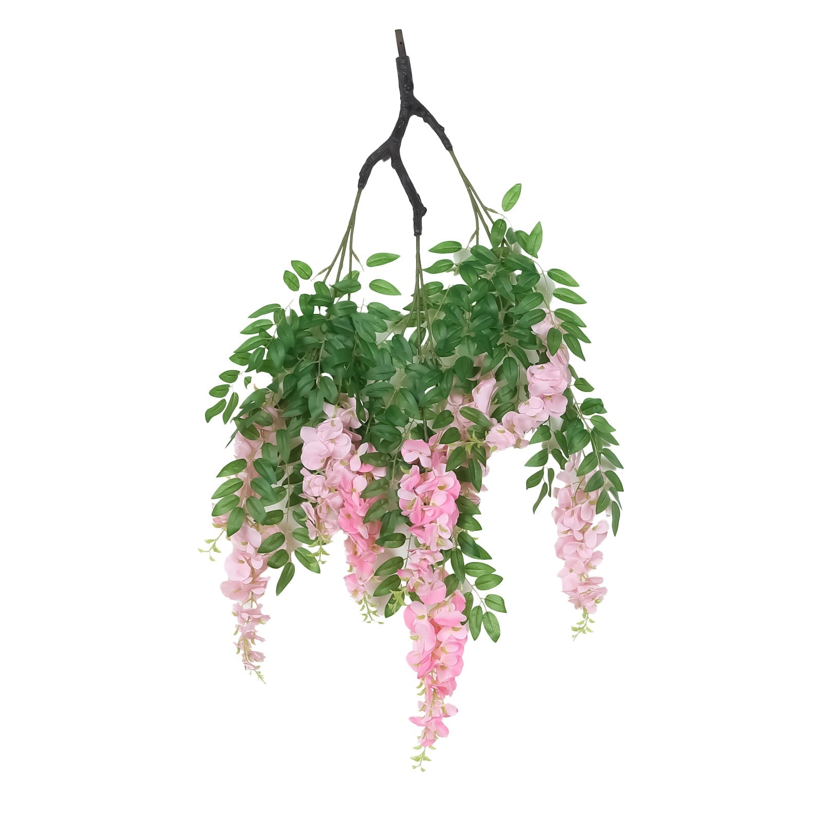 55" Artificial Silk Wisteria Vine Round Hanging Canopy Pink in & Dusty Rose, Draping Garland Flower Chandelier With Interchangeable Branches - Bell Racket Store