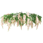 55" Blush Artificial Silk Wisteria Vine Round Hanging Canopy, Draping Garland Flower Chandelier With Interchangeable Branches - Bell Racket Store