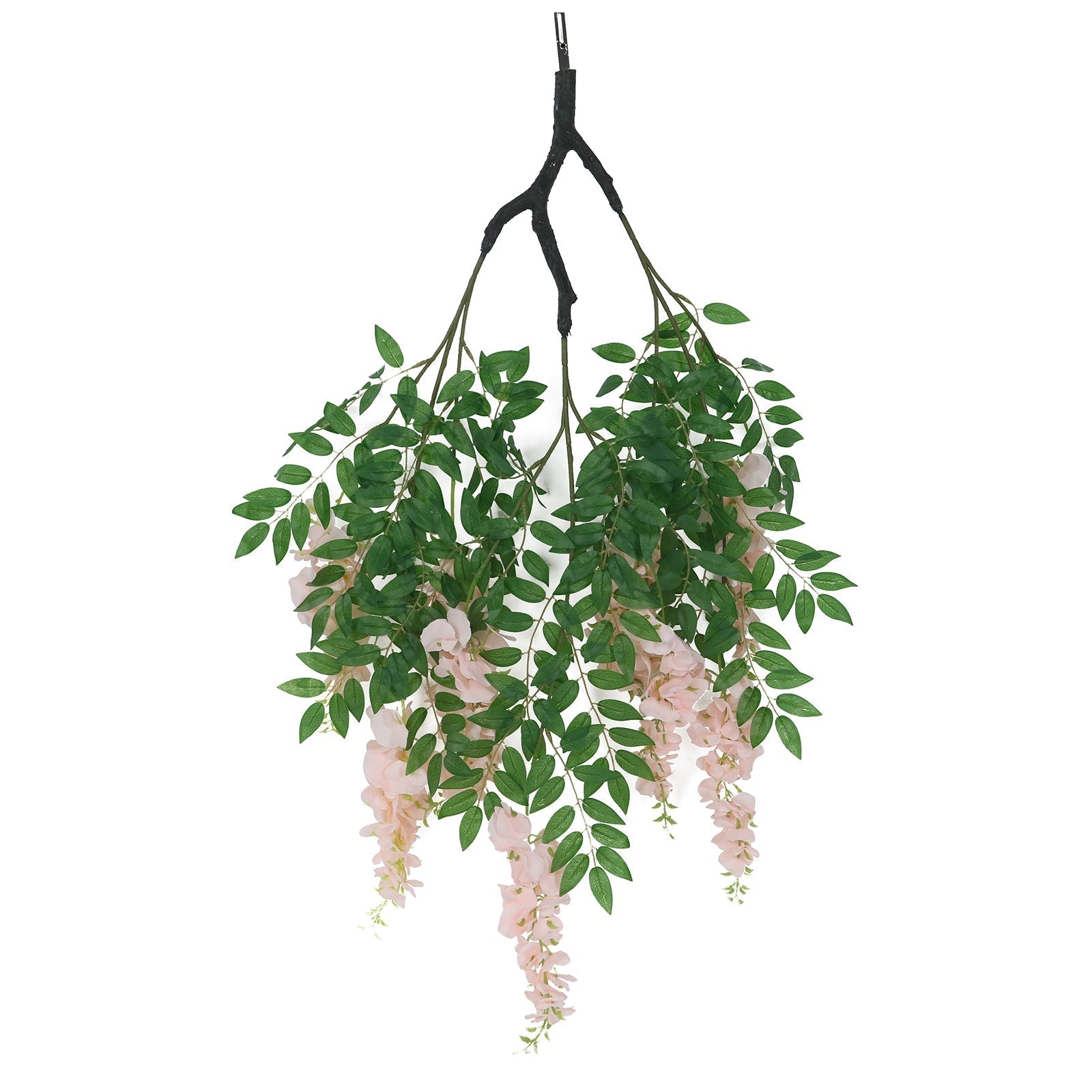 55" Blush Artificial Silk Wisteria Vine Round Hanging Canopy, Draping Garland Flower Chandelier With Interchangeable Branches - Bell Racket Store