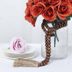 55" Brown Rustic Boho Chic Wood Bead Garland With Tassels, Farmhouse Country Wood Bead Chain - Bell Racket Store