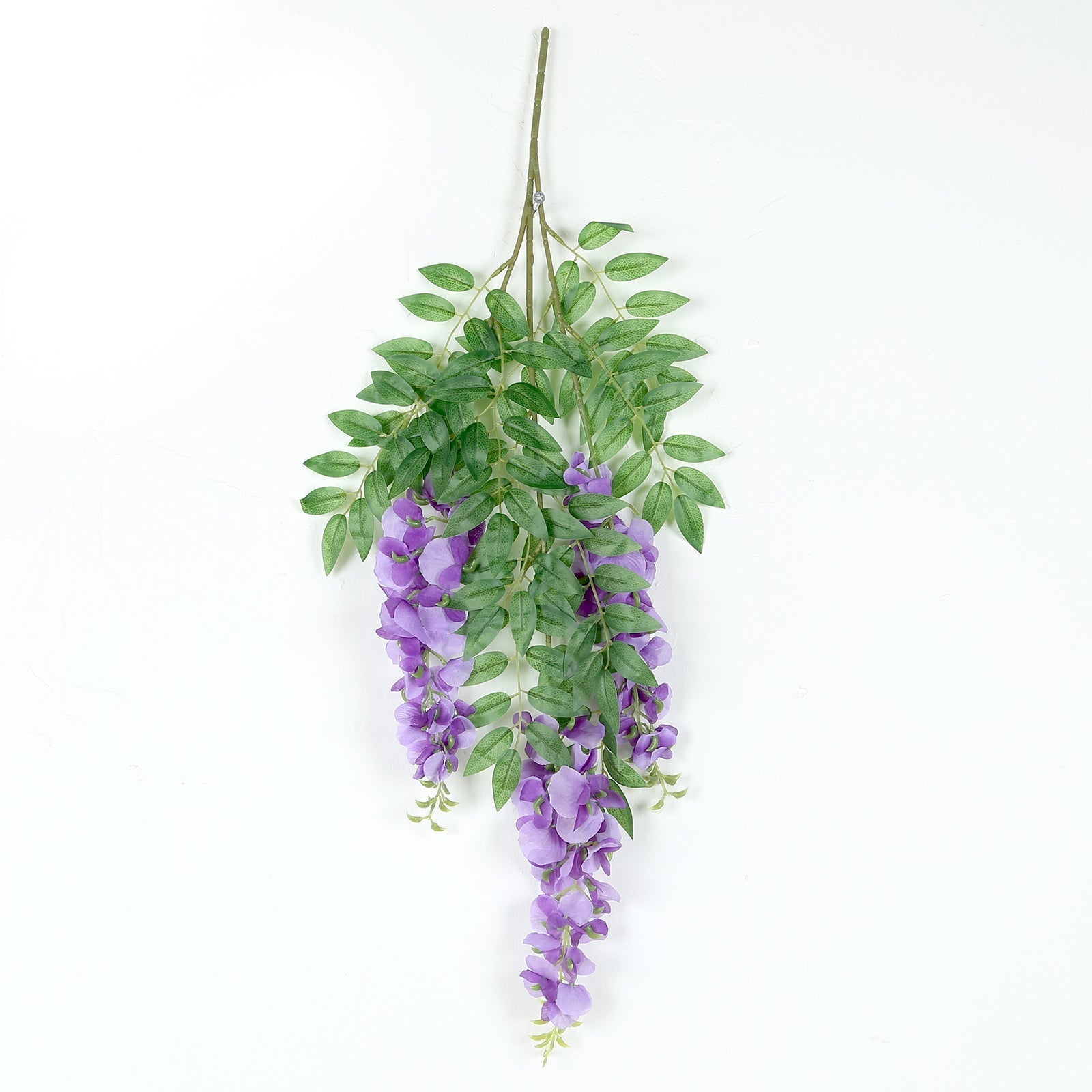 55" Cream Purple Artificial Silk Wisteria Vine Round Hanging Canopy, Draping Garland Flower Chandelier With Interchangeable Branches - Bell Racket Store