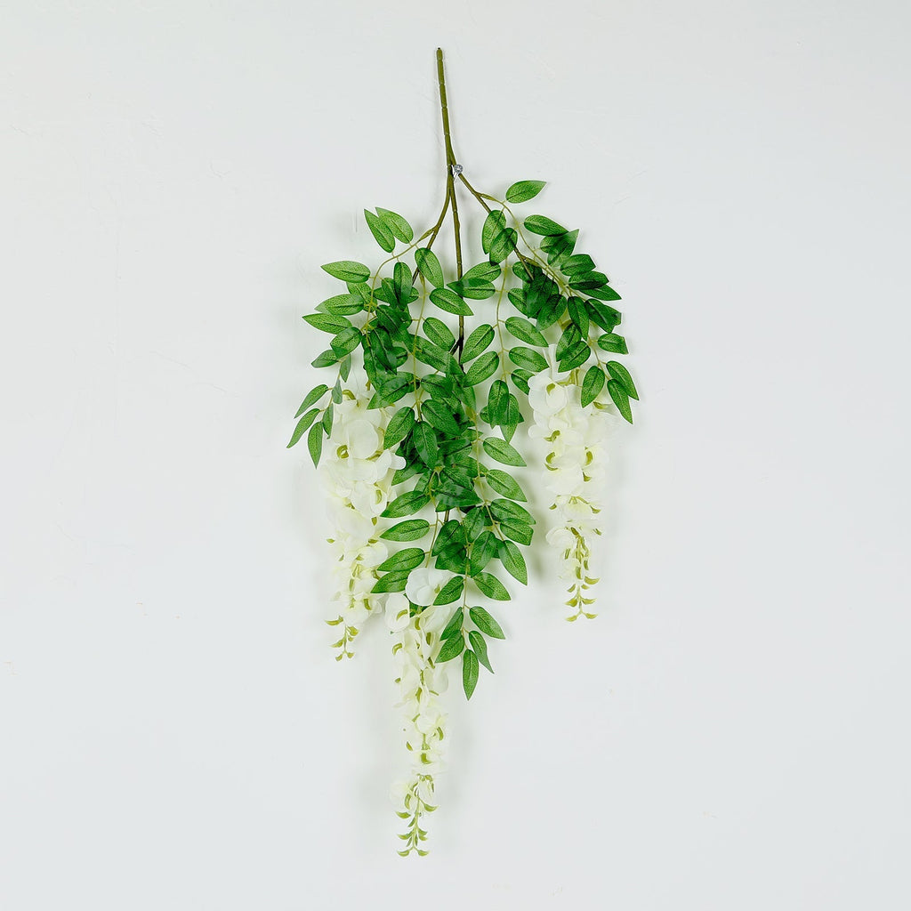 55" Cream Purple Artificial Silk Wisteria Vine Round Hanging Canopy, Draping Garland Flower Chandelier With Interchangeable Branches - Bell Racket Store