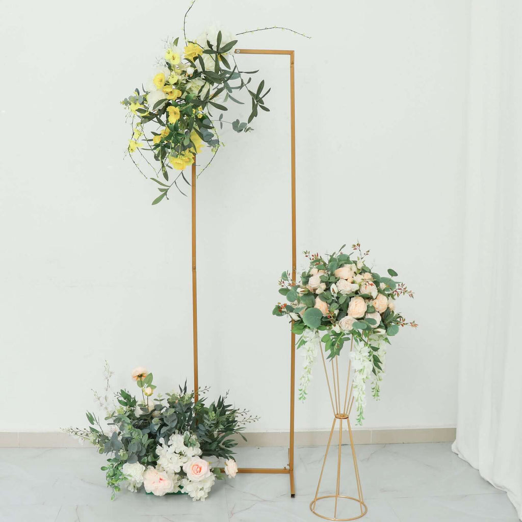 5.5ft Slim Gold Metal Frame Wedding Arch, Rectangular Backdrop Stand, Floral Display Frame - Bell Racket Store