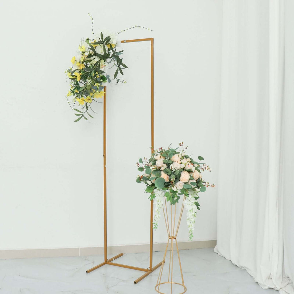 5.5ft Slim Gold Metal Frame Wedding Arch, Rectangular Backdrop Stand, Floral Display Frame - Bell Racket Store