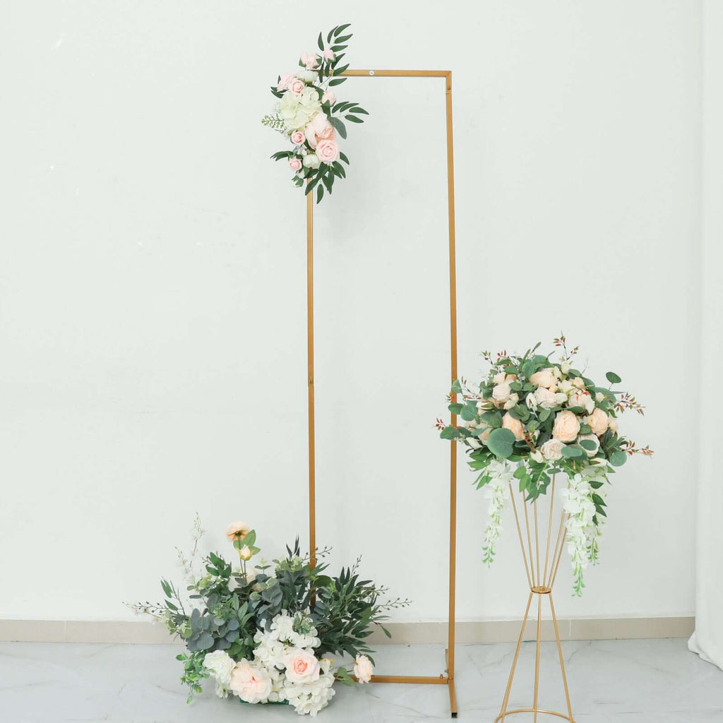 5.5ft Slim Gold Metal Frame Wedding Arch, Rectangular Backdrop Stand, Floral Display Frame - Bell Racket Store