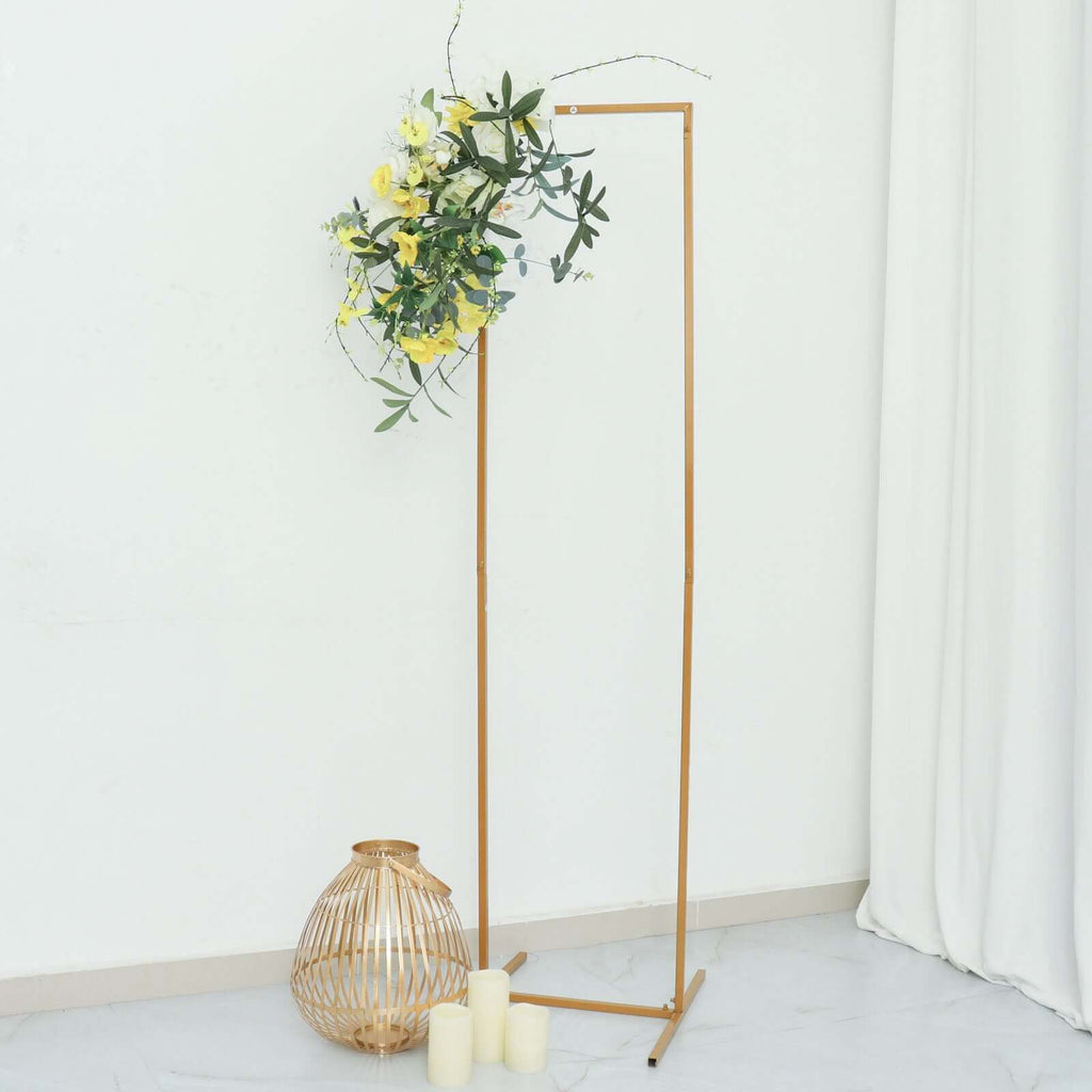 5.5ft Slim Gold Metal Frame Wedding Arch, Rectangular Backdrop Stand, Floral Display Frame - Bell Racket Store