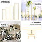 5.5ft Slim Gold Metal Frame Wedding Arch, Rectangular Backdrop Stand, Floral Display Frame - Bell Racket Store
