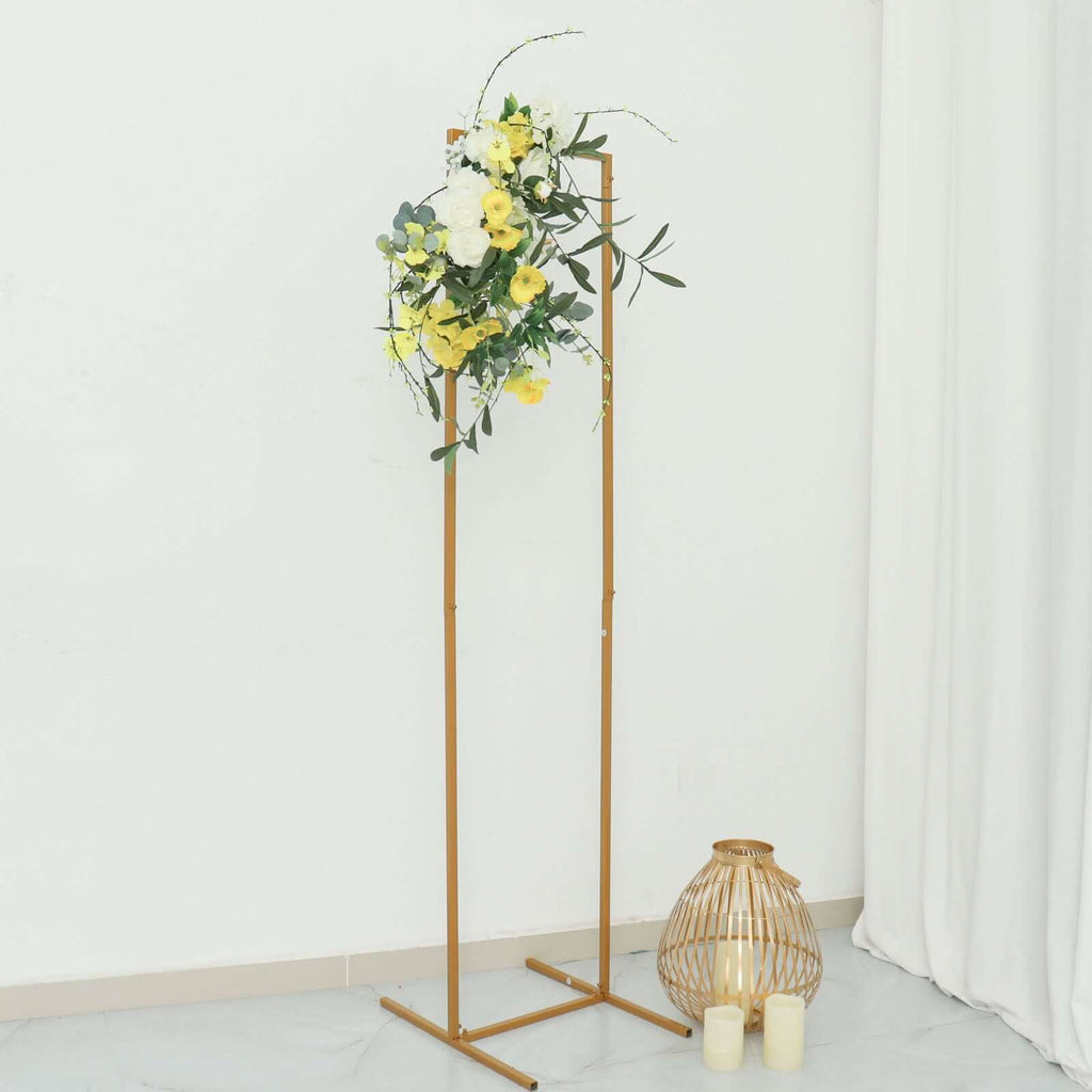 5.5ft Slim Gold Metal Frame Wedding Arch, Rectangular Backdrop Stand, Floral Display Frame - Bell Racket Store