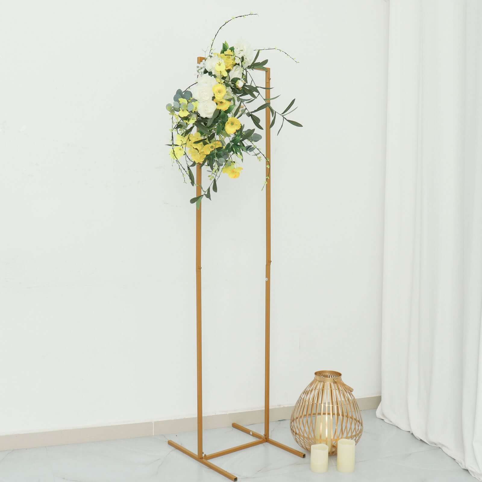5.5ft Slim Gold Metal Frame Wedding Arch, Rectangular Backdrop Stand, Floral Display Frame - Bell Racket Store