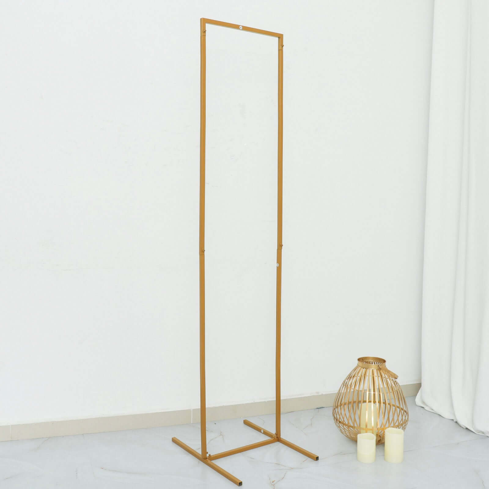 5.5ft Slim Gold Metal Frame Wedding Arch, Rectangular Backdrop Stand, Floral Display Frame - Bell Racket Store