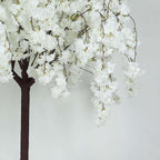 5ft Artificial Cherry Blossom Tree White â€“ Silk Sakura Wishing Tree with Sturdy Metal Base & Realistic Fiberglass Trunk - Bell Racket Store