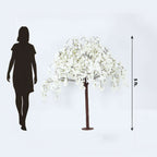 5ft Artificial Cherry Blossom Tree White â€“ Silk Sakura Wishing Tree with Sturdy Metal Base & Realistic Fiberglass Trunk - Bell Racket Store