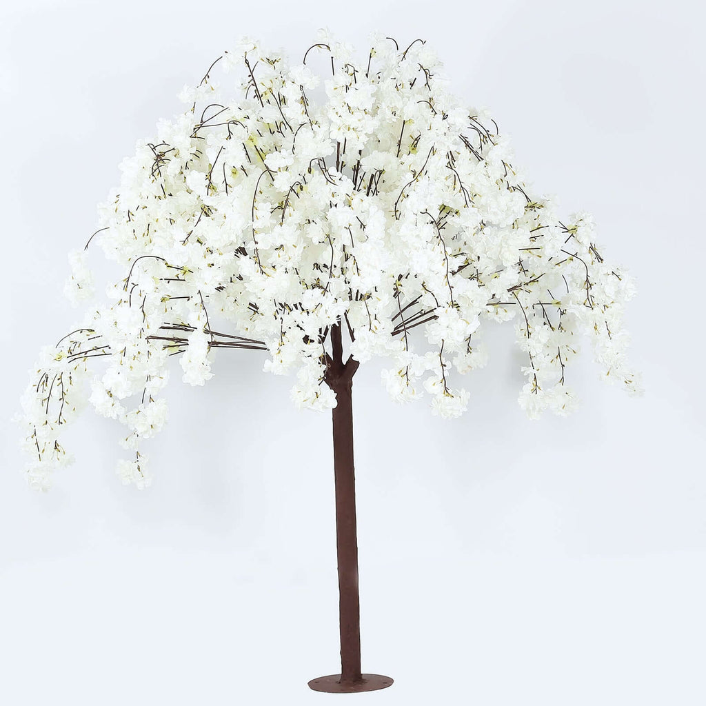 5ft Artificial Cherry Blossom Tree White â€“ Silk Sakura Wishing Tree with Sturdy Metal Base & Realistic Fiberglass Trunk - Bell Racket Store