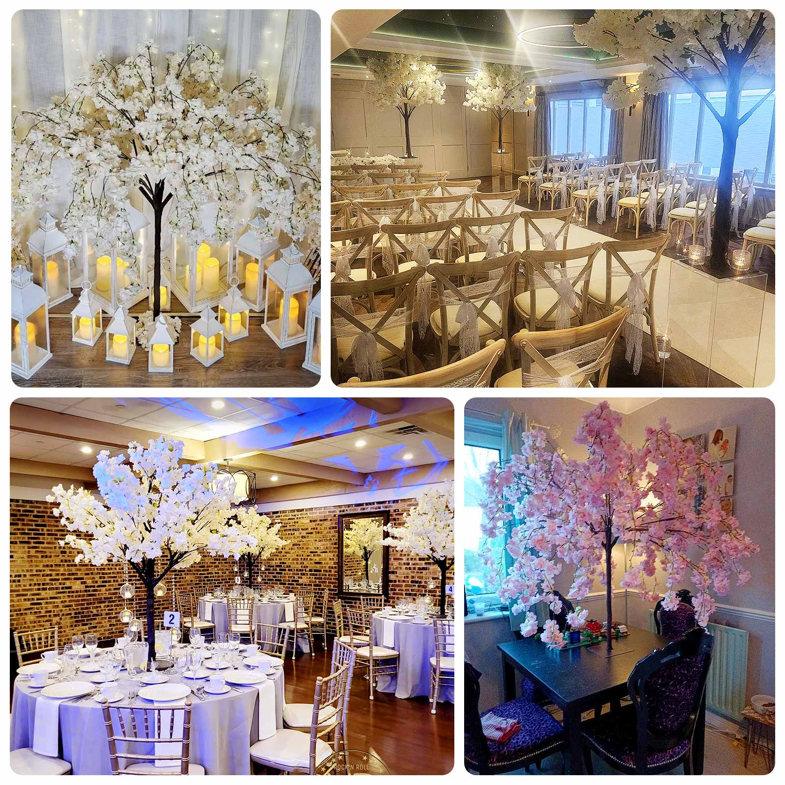 5ft Artificial Cherry Blossom Tree White â€“ Silk Sakura Wishing Tree with Sturdy Metal Base & Realistic Fiberglass Trunk - Bell Racket Store