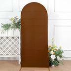5ft Cinnamon Brown Spandex Fitted Chiara Backdrop Stand Cover For Round Top Wedding Arch - Bell Racket Store