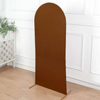 5ft Cinnamon Brown Spandex Fitted Chiara Backdrop Stand Cover For Round Top Wedding Arch - Bell Racket Store