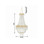 5ft Empire Style Beaded Crystal Chandelier with Gold Ornate Metal Frame, Adjustable Hanging Farmhouse Pendant Ceiling Lighting - Bell Racket Store