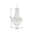 5ft Empire Style Beaded Crystal Chandelier with Silver Ornate Metal Frame, Adjustable Hanging Farmhouse Pendant Ceiling Lighting - Bell Racket Store