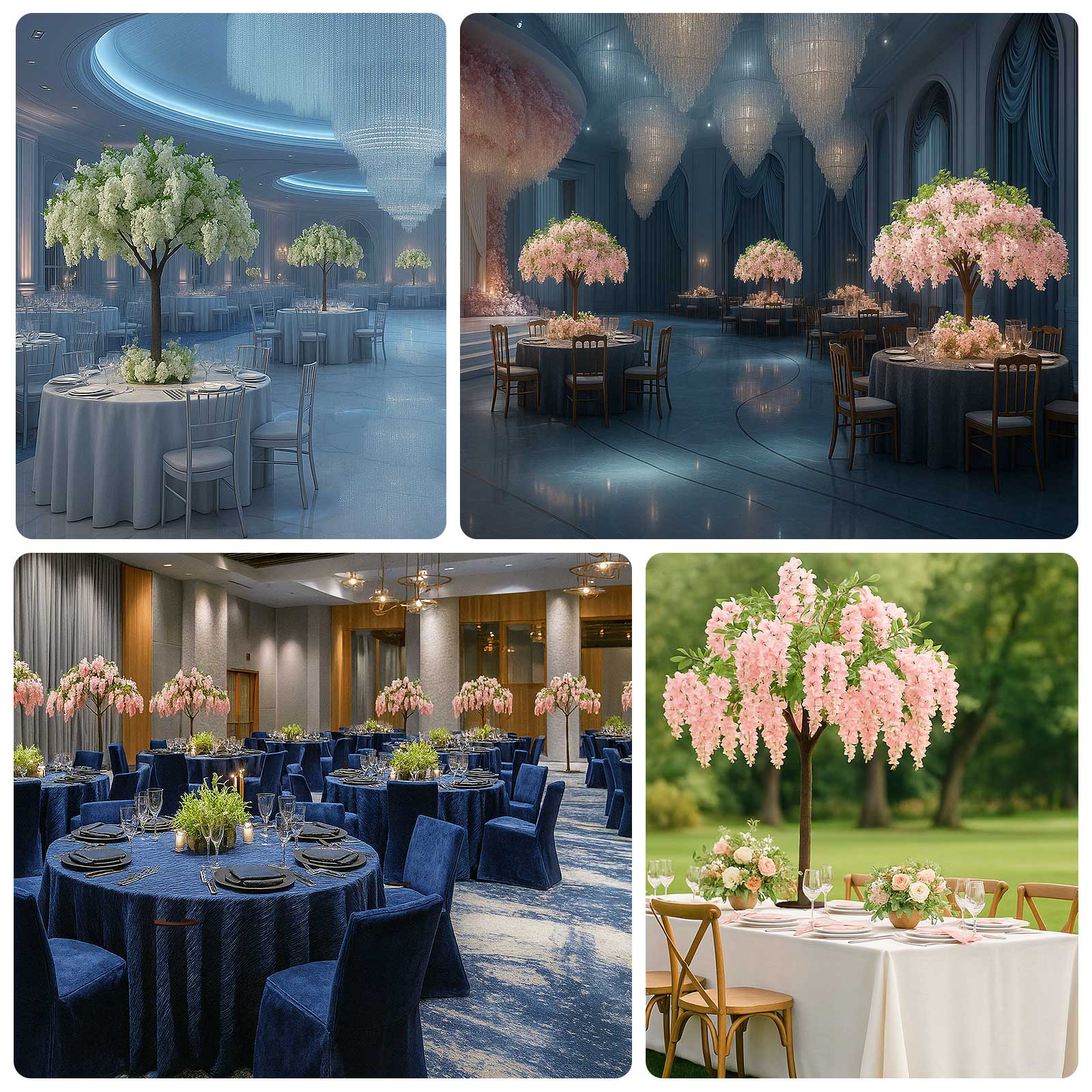 5ft Freestanding Blush Wisteria Artificial Tree â€“ Cascading Silk Flower Display for Weddings & Events - Bell Racket Store