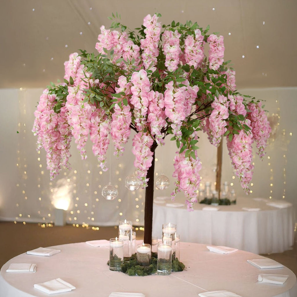 5ft Freestanding Blush Wisteria Artificial Tree â€“ Cascading Silk Flower Display for Weddings & Events - Bell Racket Store