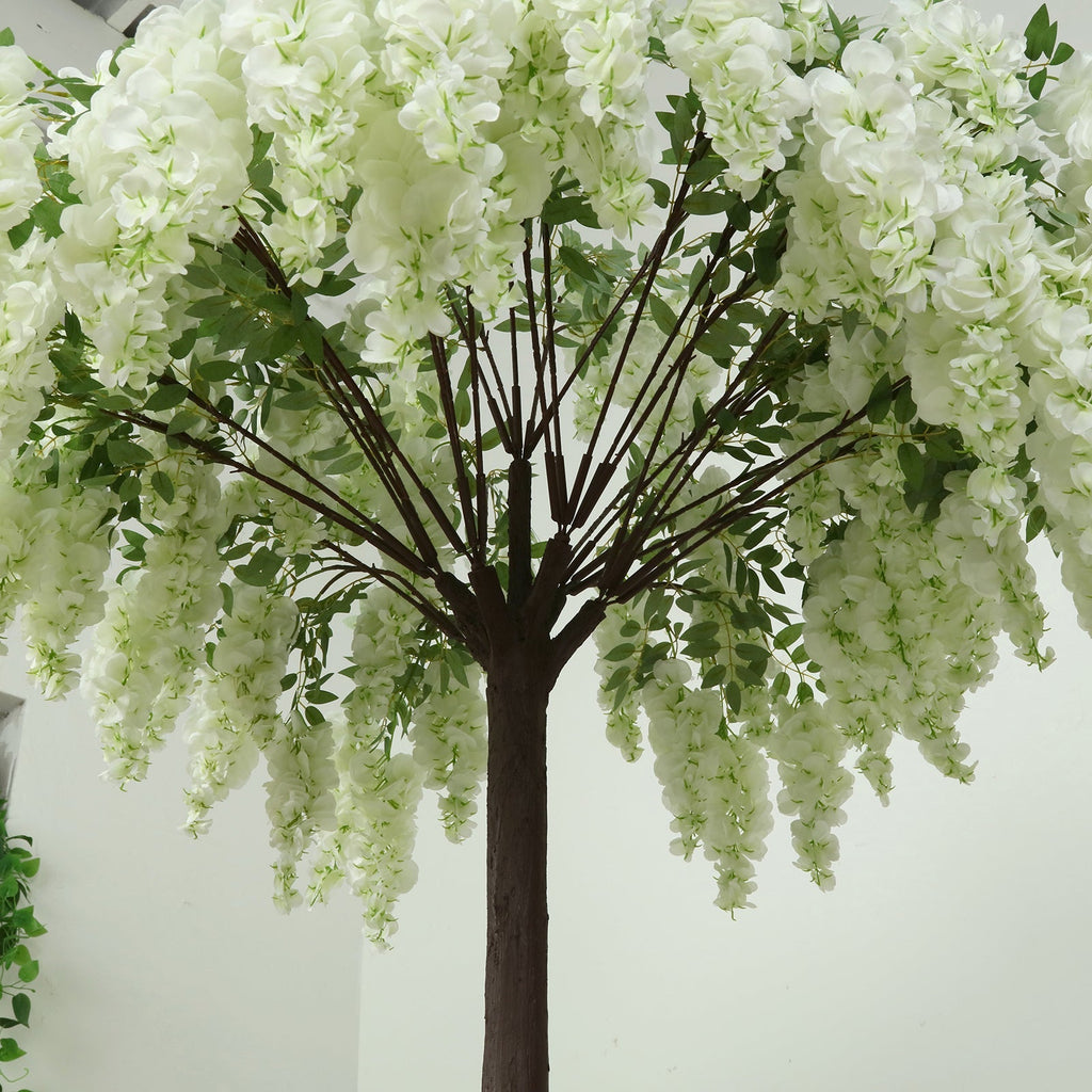 5ft Freestanding White Wisteria Artificial Tree â€“ Cascading Silk Flower Display for Weddings & Events - Bell Racket Store