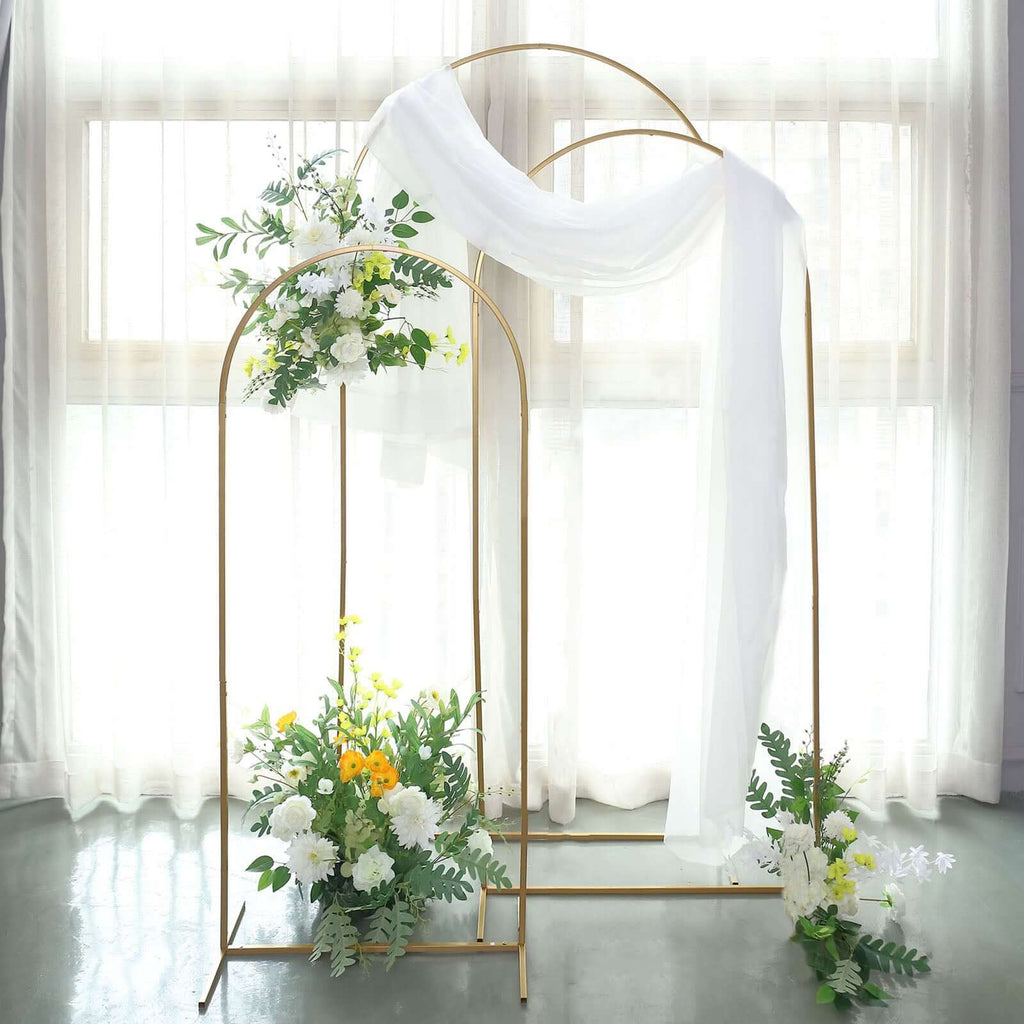 5ft Gold Metal Wedding Arch Chiara Backdrop Stand Floral Display Frame With Round Top - Bell Racket Store