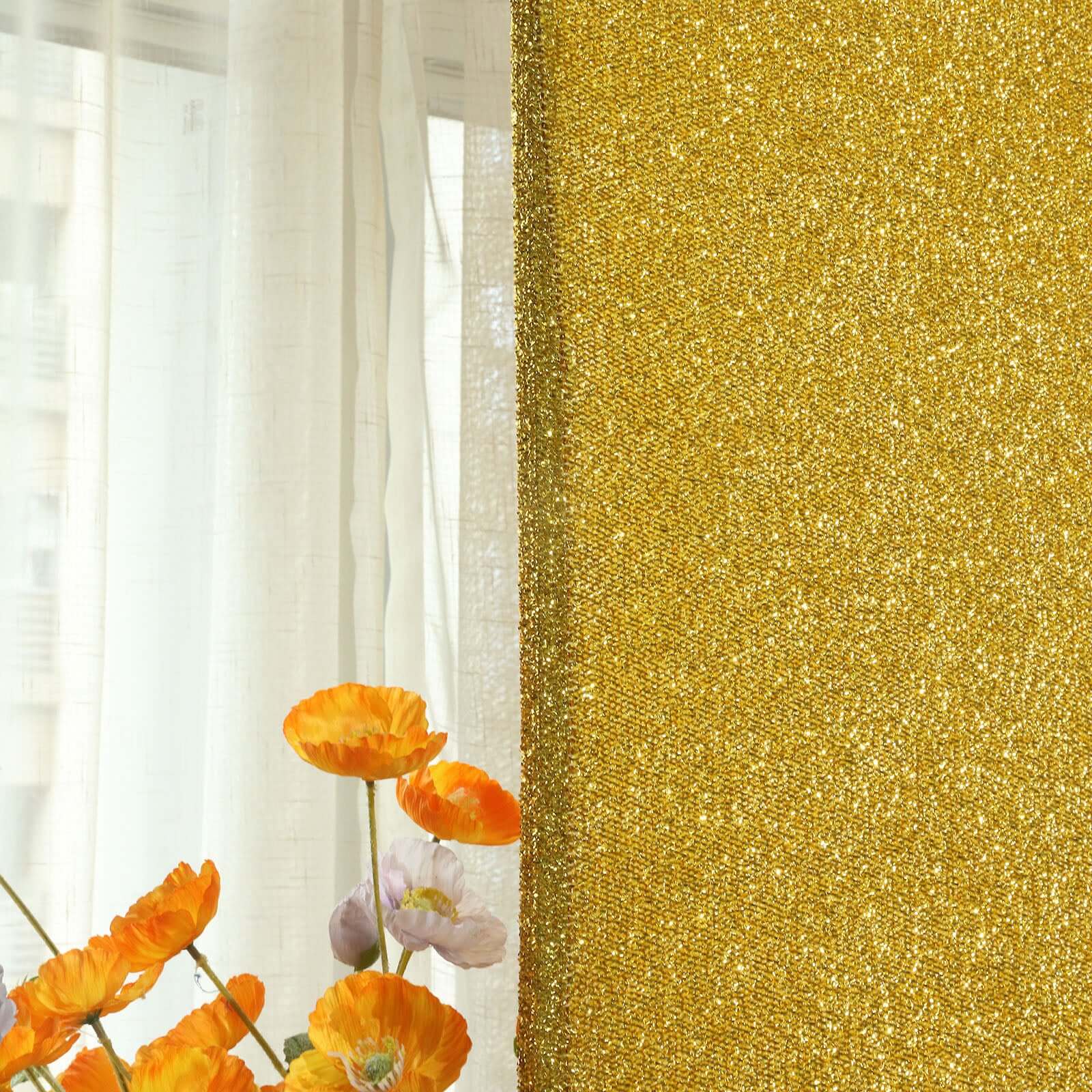 5ft Gold Shimmer Tinsel Spandex Chiara Backdrop Stand Cover For Fitted Round Top Wedding Arch - Bell Racket Store