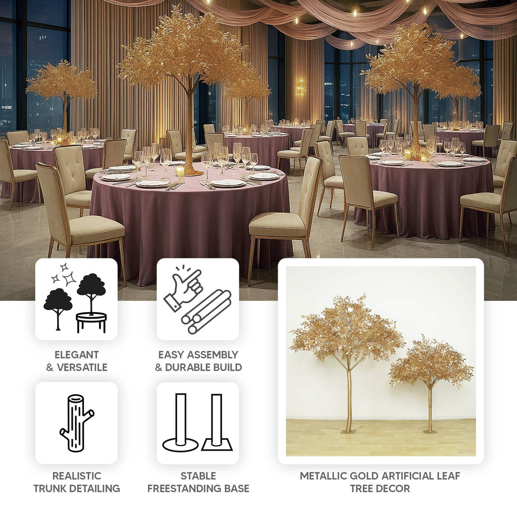 5ft Golden Faux Leaf Trees with Natural - Look Trunks â€“ Floor DÃ©cor for Venues & Events - Bell Racket Store