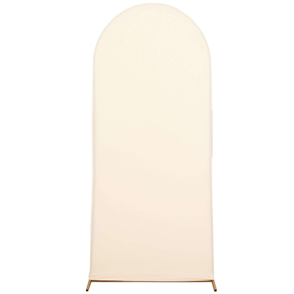 5ft Matte Beige Spandex Fitted Chiara Backdrop Stand Cover For Round Top Wedding Arch - Bell Racket Store