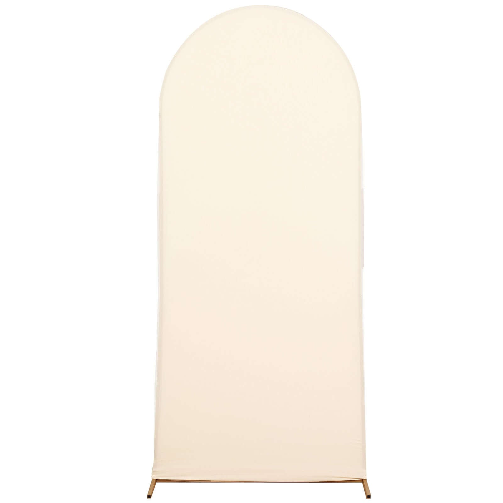 5ft Matte Beige Spandex Fitted Chiara Backdrop Stand Cover For Round Top Wedding Arch - Bell Racket Store