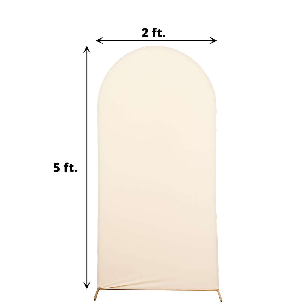 5ft Matte Beige Spandex Fitted Chiara Backdrop Stand Cover For Round Top Wedding Arch - Bell Racket Store