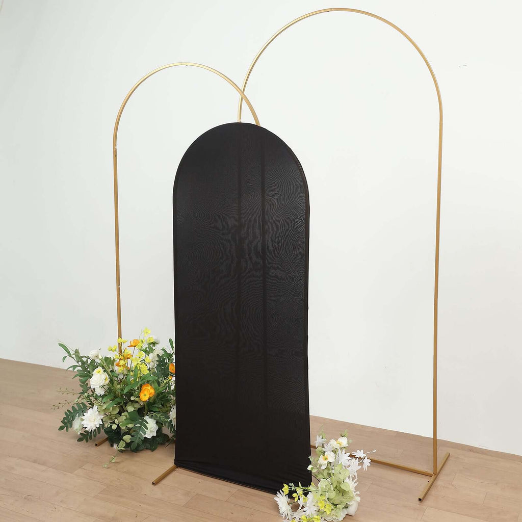 5ft Matte Black Spandex Fitted Chiara Backdrop Stand Cover For Round Top Wedding Arch - Bell Racket Store