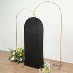 5ft Matte Black Spandex Fitted Chiara Backdrop Stand Cover For Round Top Wedding Arch - Bell Racket Store