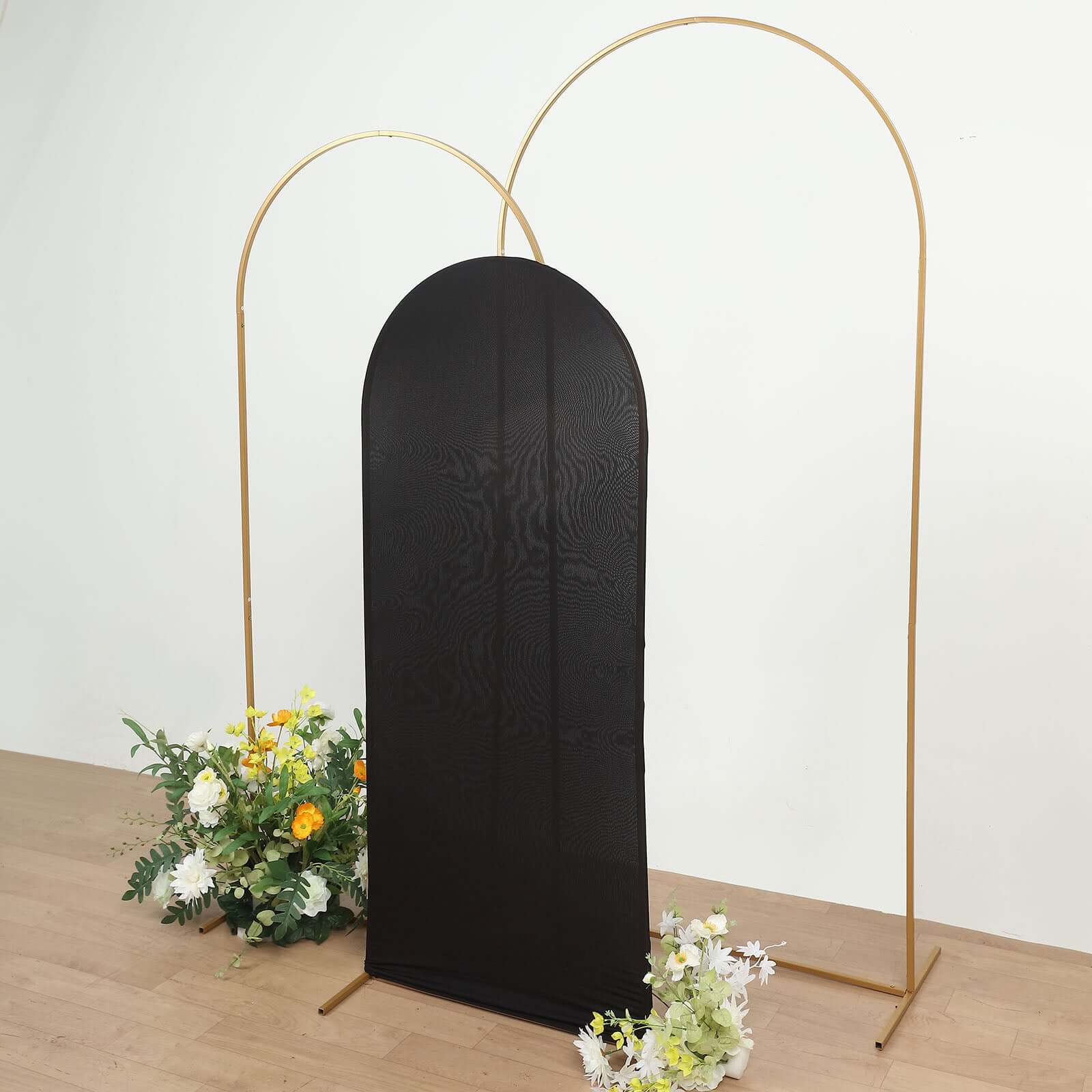 5ft Matte Black Spandex Fitted Chiara Backdrop Stand Cover For Round Top Wedding Arch - Bell Racket Store