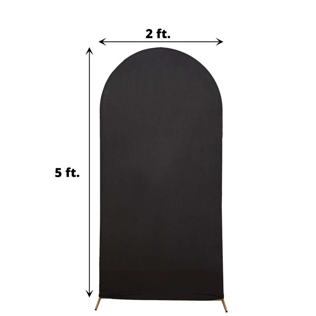 5ft Matte Black Spandex Fitted Chiara Backdrop Stand Cover For Round Top Wedding Arch - Bell Racket Store