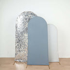 5ft Matte Dusty Blue Spandex Fitted Chiara Backdrop Stand Cover For Round Top Wedding Arch - Bell Racket Store