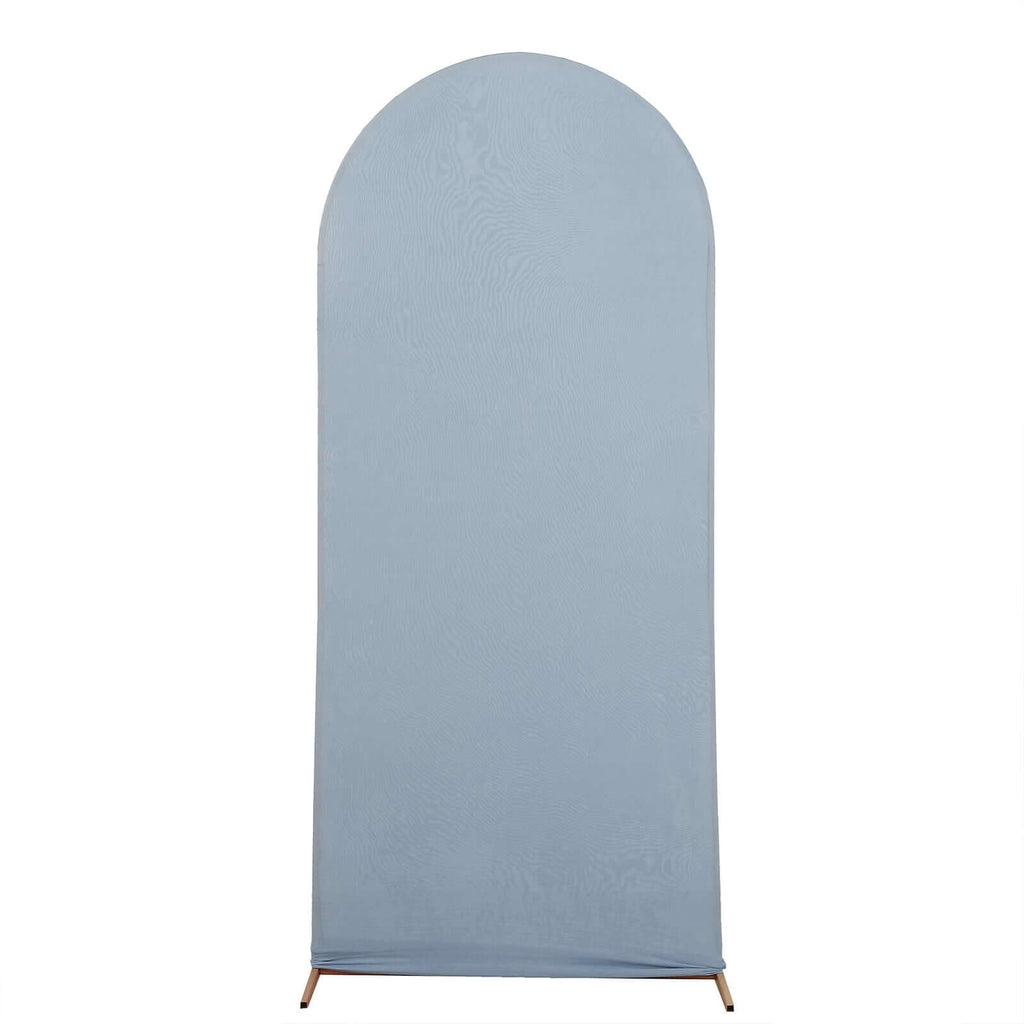 5ft Matte Dusty Blue Spandex Fitted Chiara Backdrop Stand Cover For Round Top Wedding Arch - Bell Racket Store