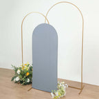 5ft Matte Dusty Blue Spandex Fitted Chiara Backdrop Stand Cover For Round Top Wedding Arch - Bell Racket Store