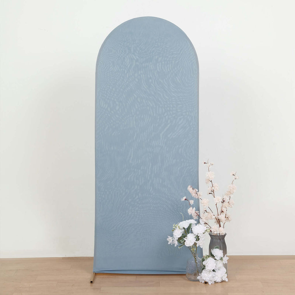 5ft Matte Dusty Blue Spandex Fitted Chiara Backdrop Stand Cover For Round Top Wedding Arch - Bell Racket Store
