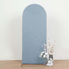 5ft Matte Dusty Blue Spandex Fitted Chiara Backdrop Stand Cover For Round Top Wedding Arch - Bell Racket Store