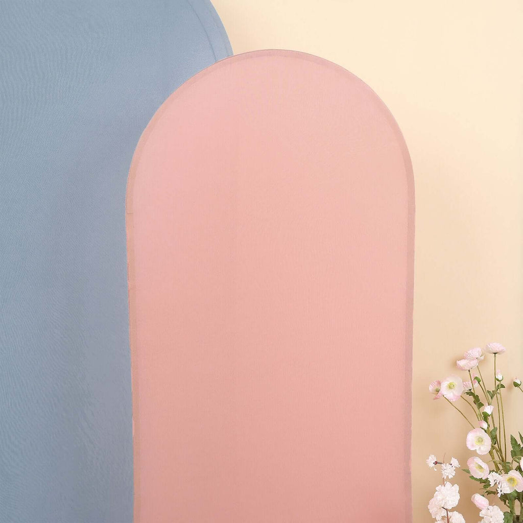 5ft Matte Dusty Rose Spandex Fitted Chiara Backdrop Stand Cover For Round Top Wedding Arch - Bell Racket Store