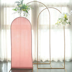 5ft Matte Dusty Rose Spandex Fitted Chiara Backdrop Stand Cover For Round Top Wedding Arch - Bell Racket Store