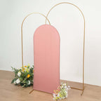 5ft Matte Dusty Rose Spandex Fitted Chiara Backdrop Stand Cover For Round Top Wedding Arch - Bell Racket Store