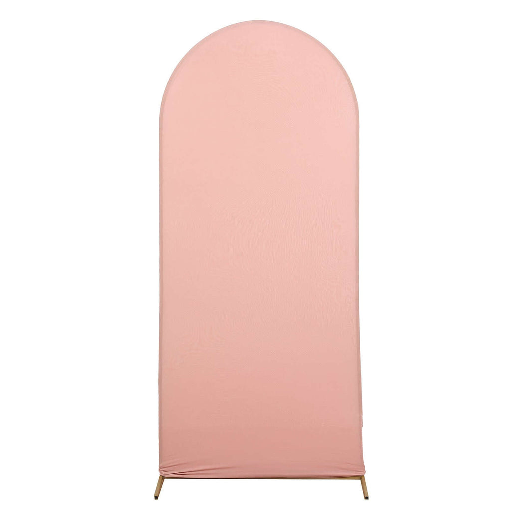 5ft Matte Dusty Rose Spandex Fitted Chiara Backdrop Stand Cover For Round Top Wedding Arch - Bell Racket Store