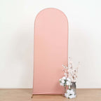 5ft Matte Dusty Rose Spandex Fitted Chiara Backdrop Stand Cover For Round Top Wedding Arch - Bell Racket Store