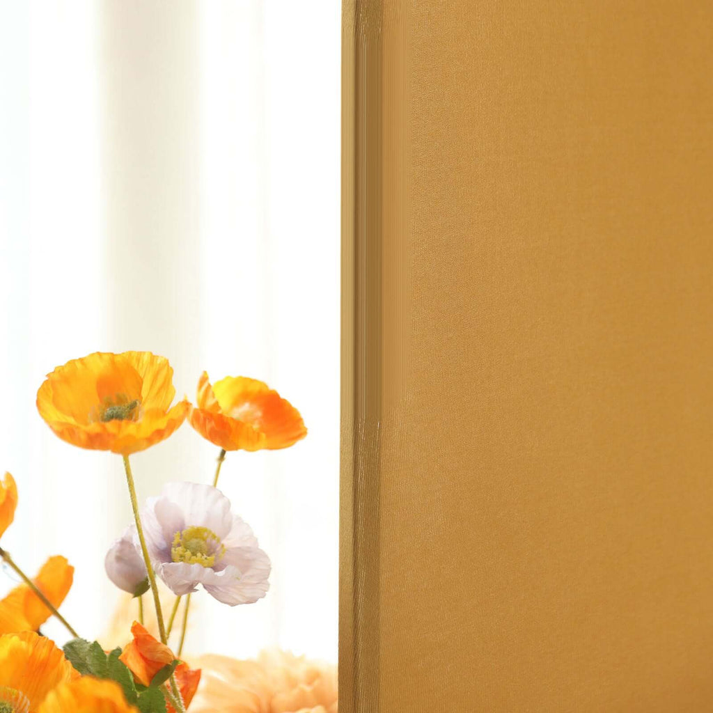 5ft Matte Gold Spandex Fitted Chiara Backdrop Stand Cover For Round Top Wedding Arch - Bell Racket Store