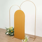 5ft Matte Gold Spandex Fitted Chiara Backdrop Stand Cover For Round Top Wedding Arch - Bell Racket Store