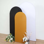 5ft Matte Gold Spandex Fitted Chiara Backdrop Stand Cover For Round Top Wedding Arch - Bell Racket Store